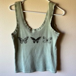 Olive green butterfly tank. Never worn.